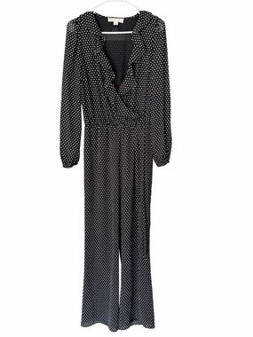 MICHAEL Michael Kors Black Polka Dot Long Sleeve Jumpsuit